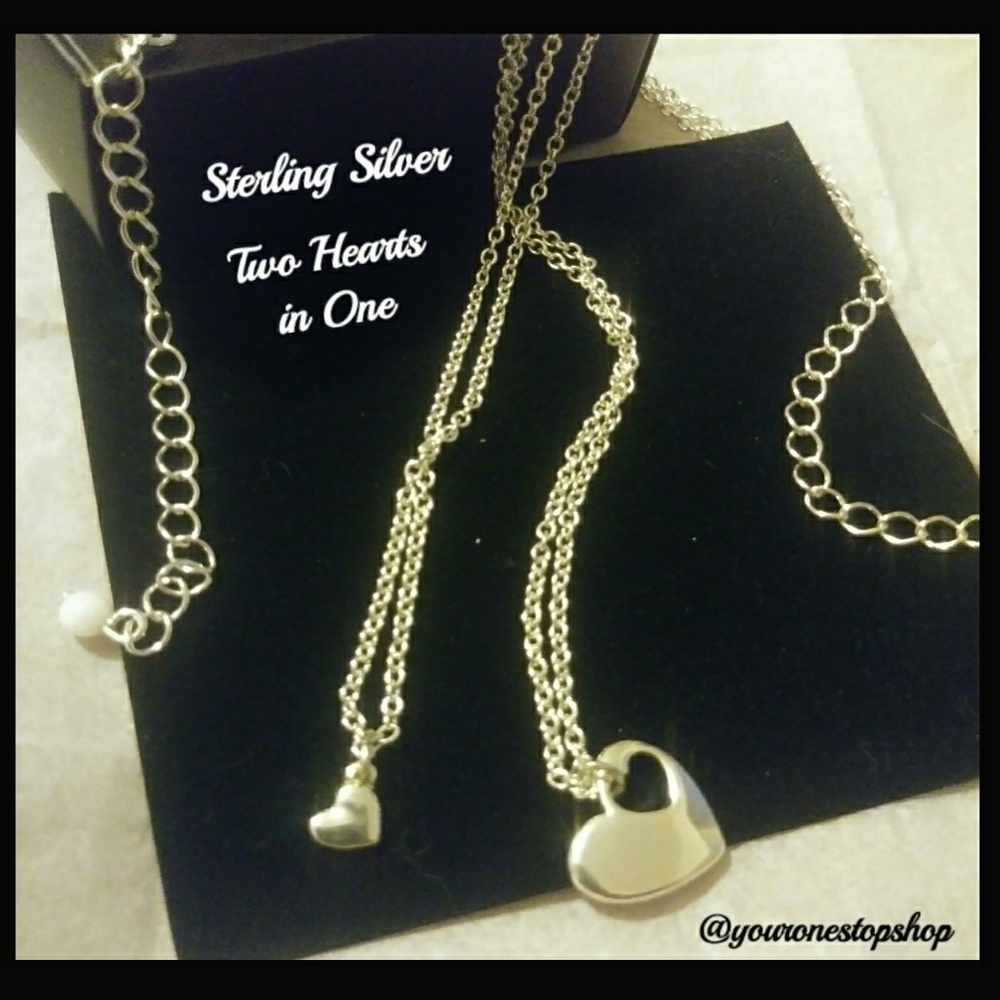 🆕Sterling Silver Two Hearts Necklace